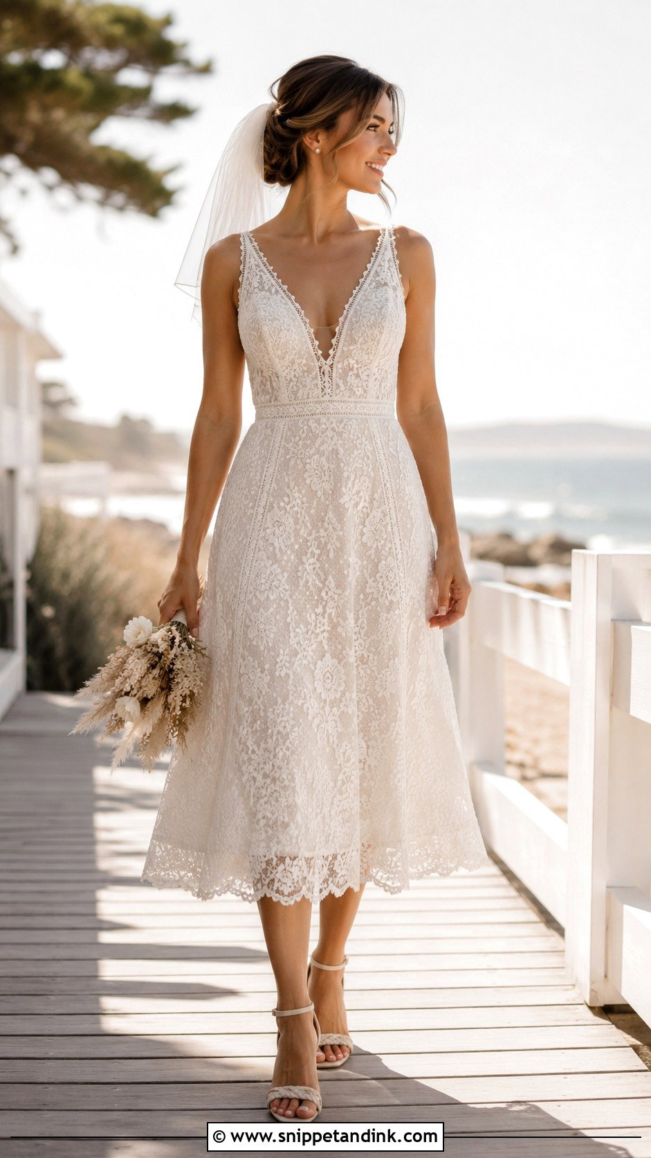 Boho Midi Beach Wedding Dress - Snippet and Ink - 25 Beachy Wedding Dress Boho Ideas