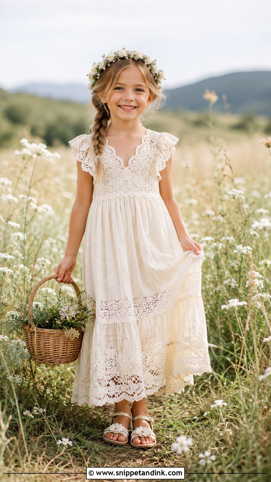 Boho Mini Bride Dress With Floral Sandals - Snippet and Ink - 20 Mini Bride Dress Kids Ideas
