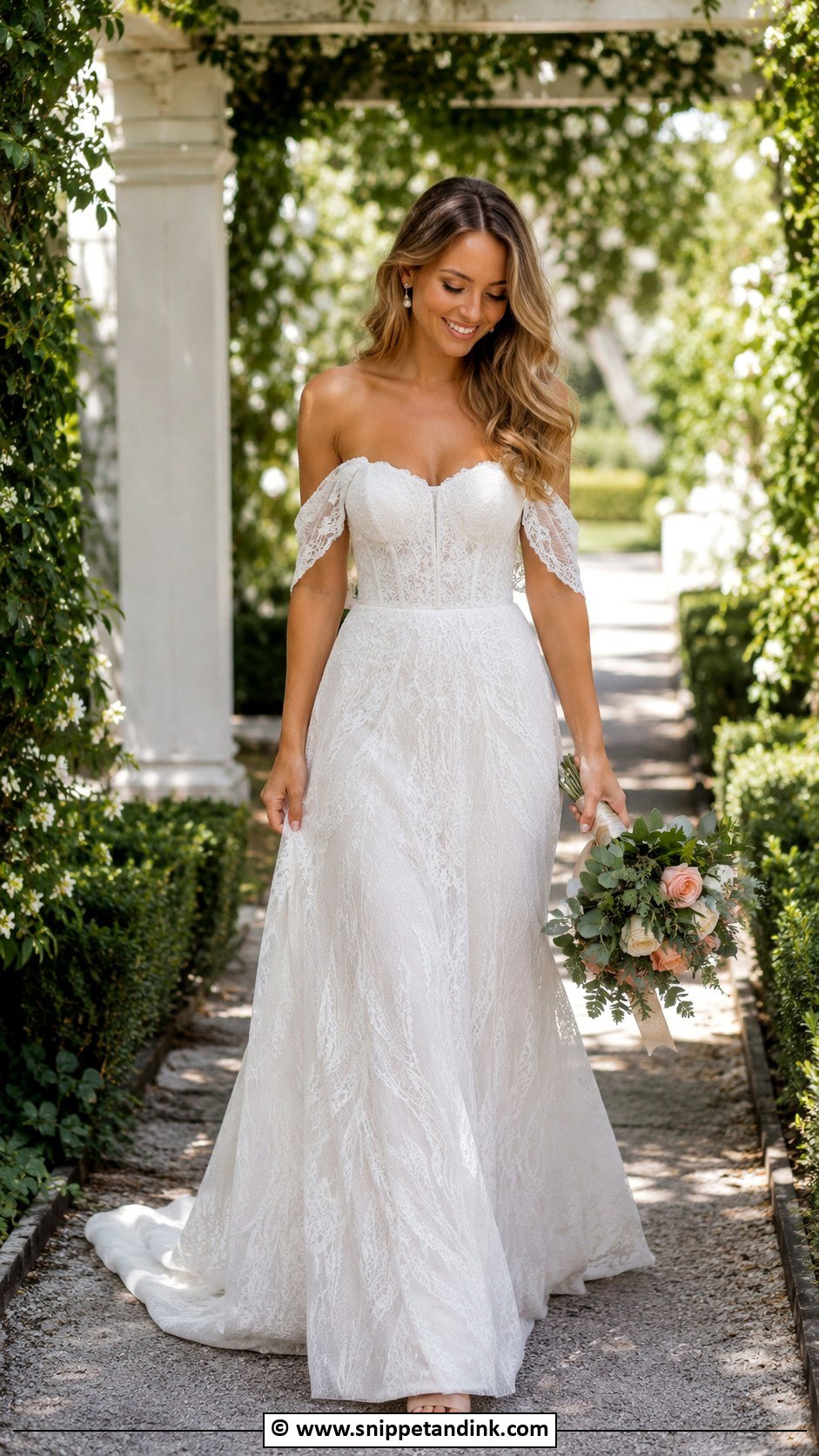 Boho Off Shoulder Wedding Dress - Snippet and Ink - 30 Boho Wedding Dresses