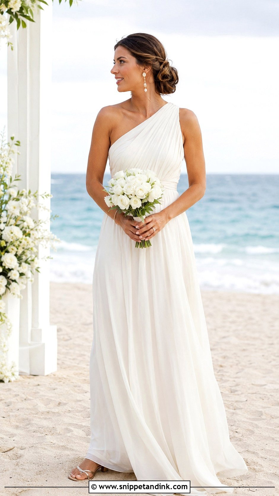Boho One Shoulder Chiffon Beach Wedding Dress - Snippet and Ink - 20 Boho Simple Beach Wedding Dress Ideas