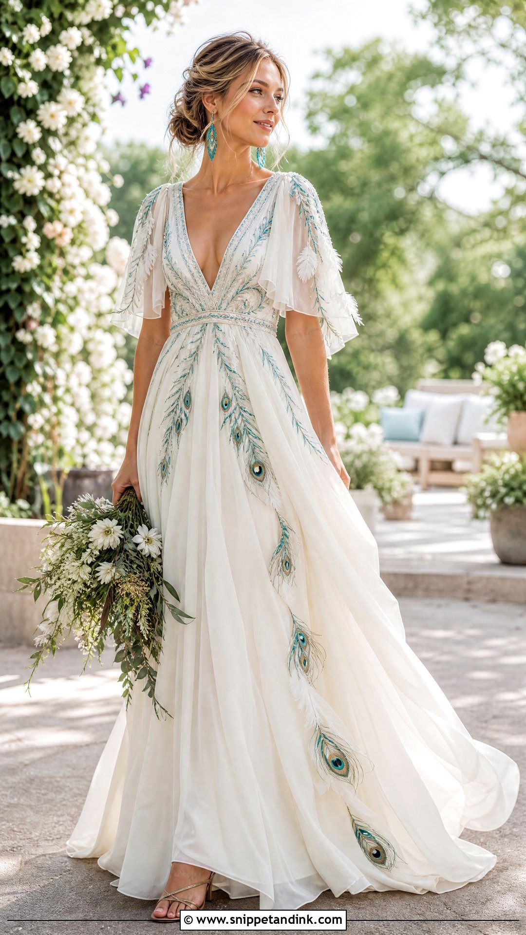 Boho Peacock Wedding Dress - Snippet and Ink - 20 Peacock Wedding Dresses