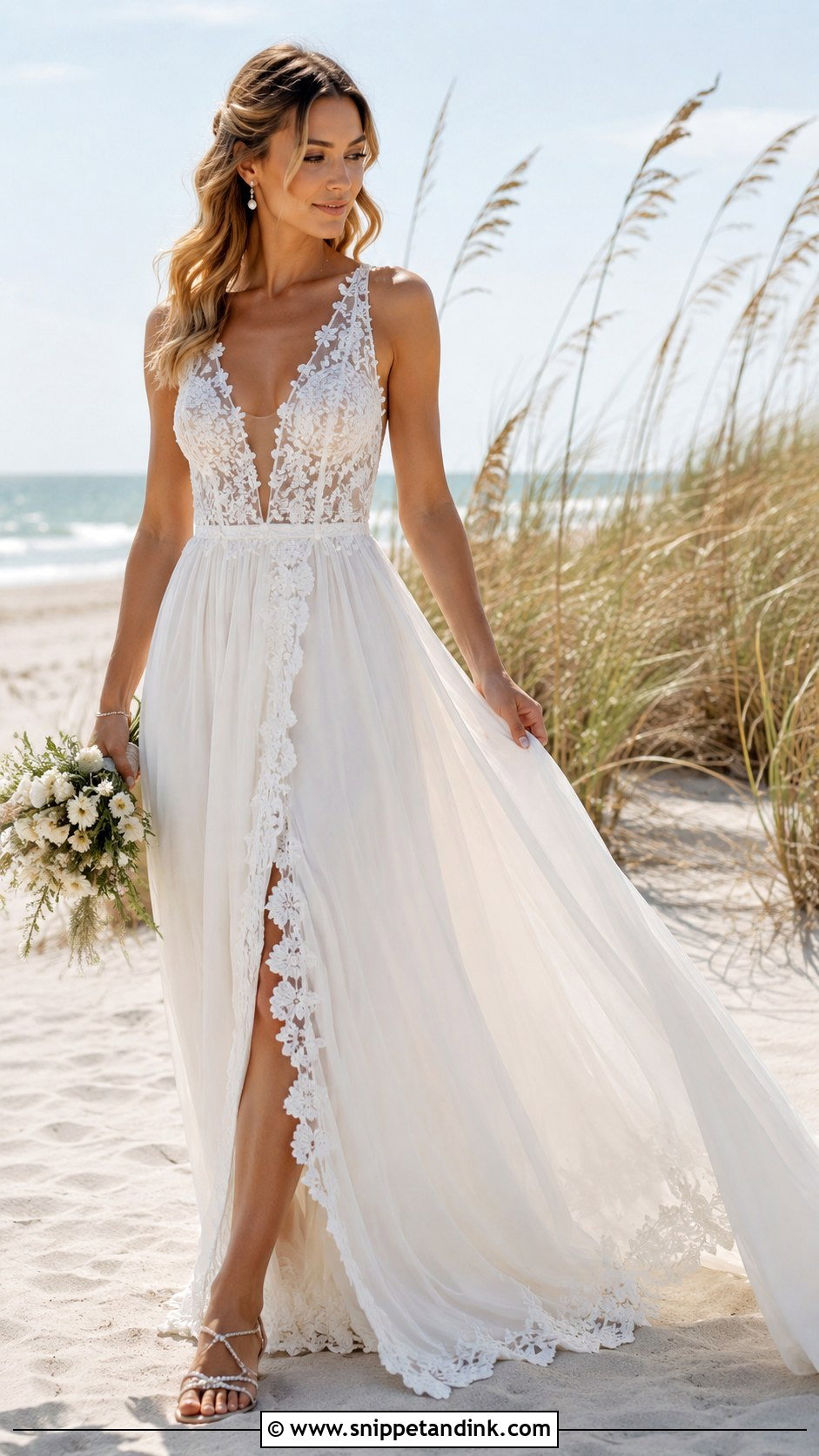 Boho Plunge Beach Wedding Dress - Snippet and Ink - 25 Beachy Wedding Dress Boho Ideas