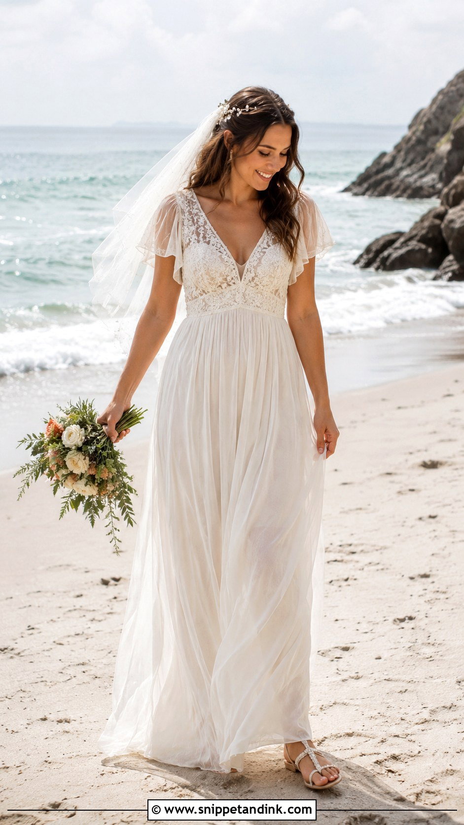 Boho Princess Chiffon Wedding Dress - Snippet and Ink - 20 Boho Princess Wedding Dress Ideas