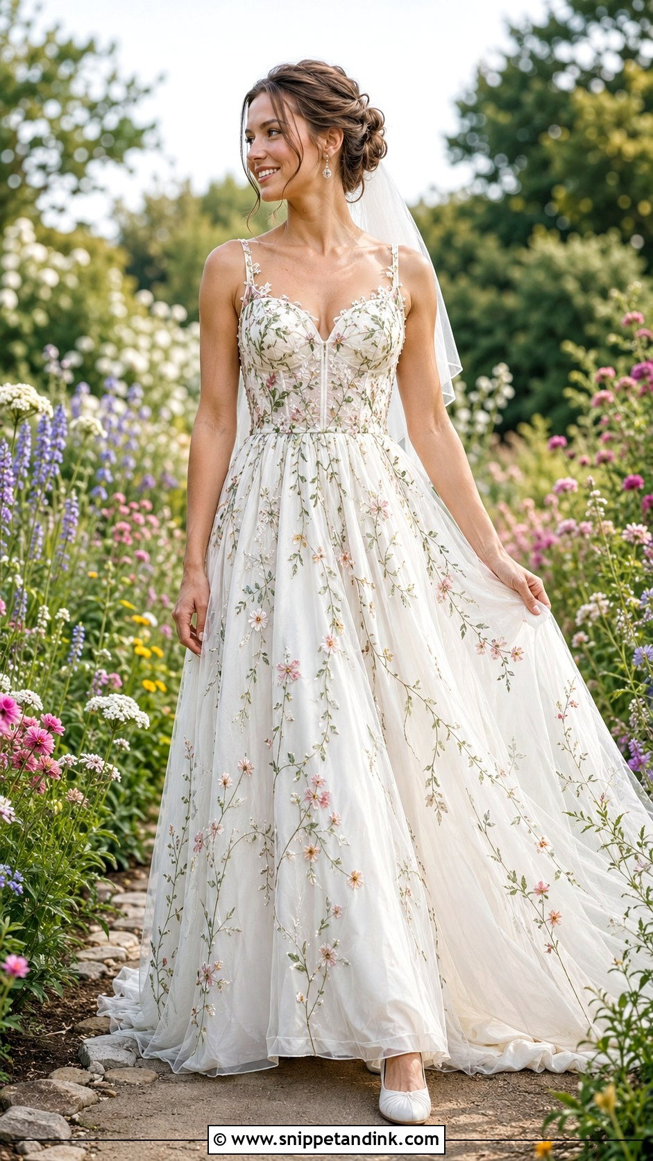 Boho Princess Embroidered Wedding Dress - Snippet and Ink - 20 Boho Princess Wedding Dress Ideas
