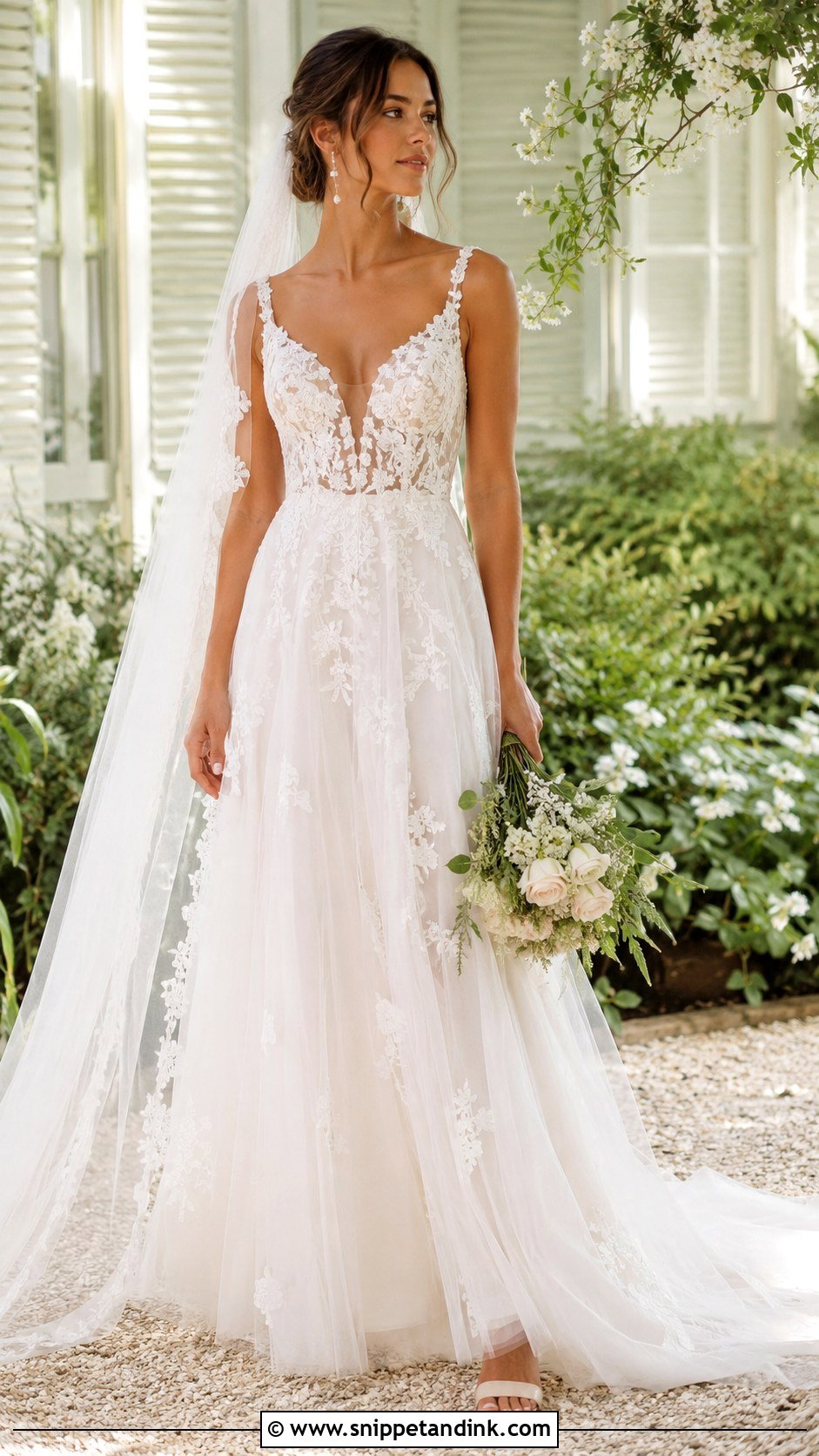 Boho Princess Lace A Line Wedding Dress - Snippet and Ink - 20 Boho Princess Wedding Dress Ideas