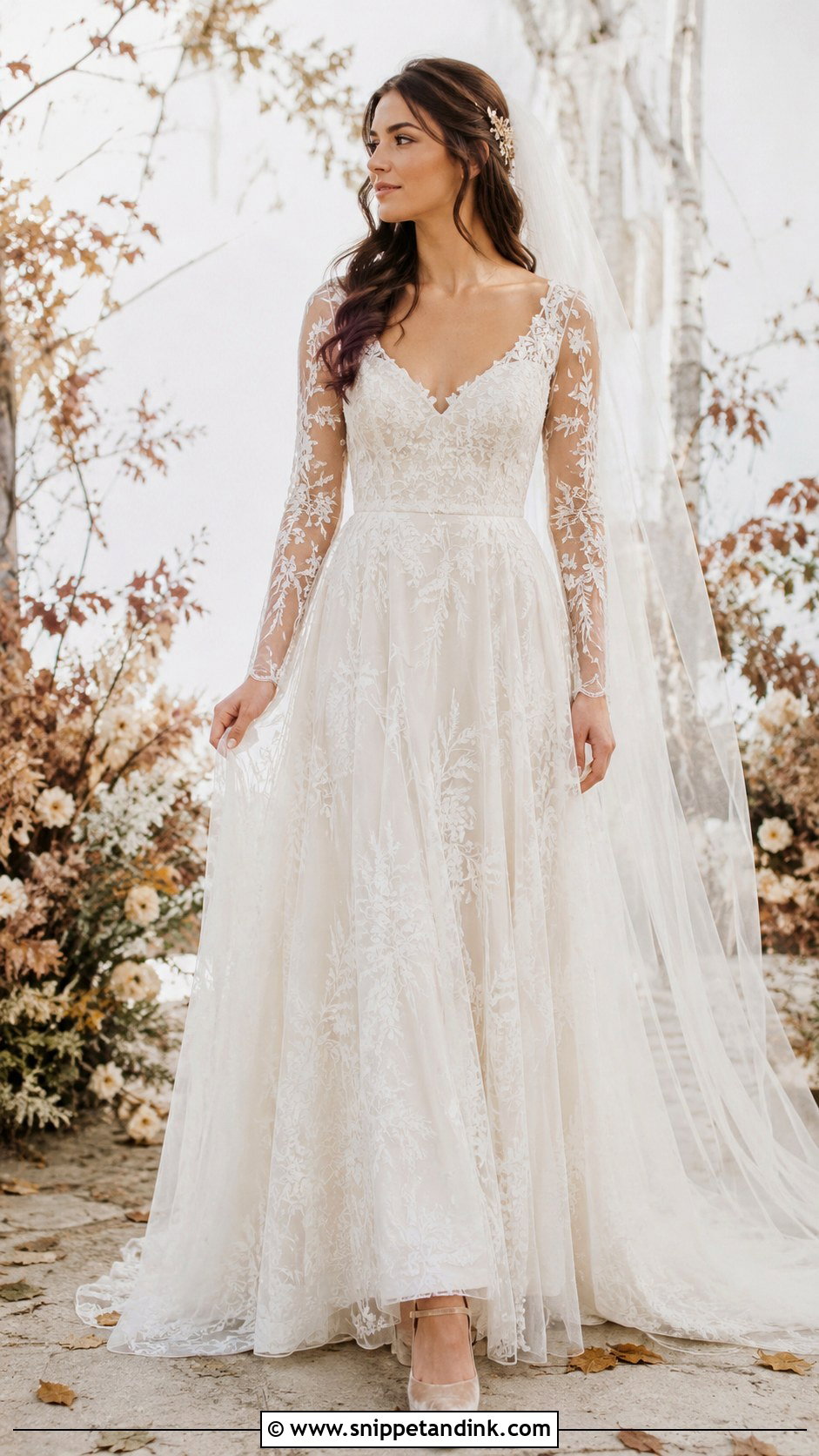 Boho Princess Long Sleeve Lace Wedding Dress - Snippet and Ink - 20 Boho Princess Wedding Dress Ideas