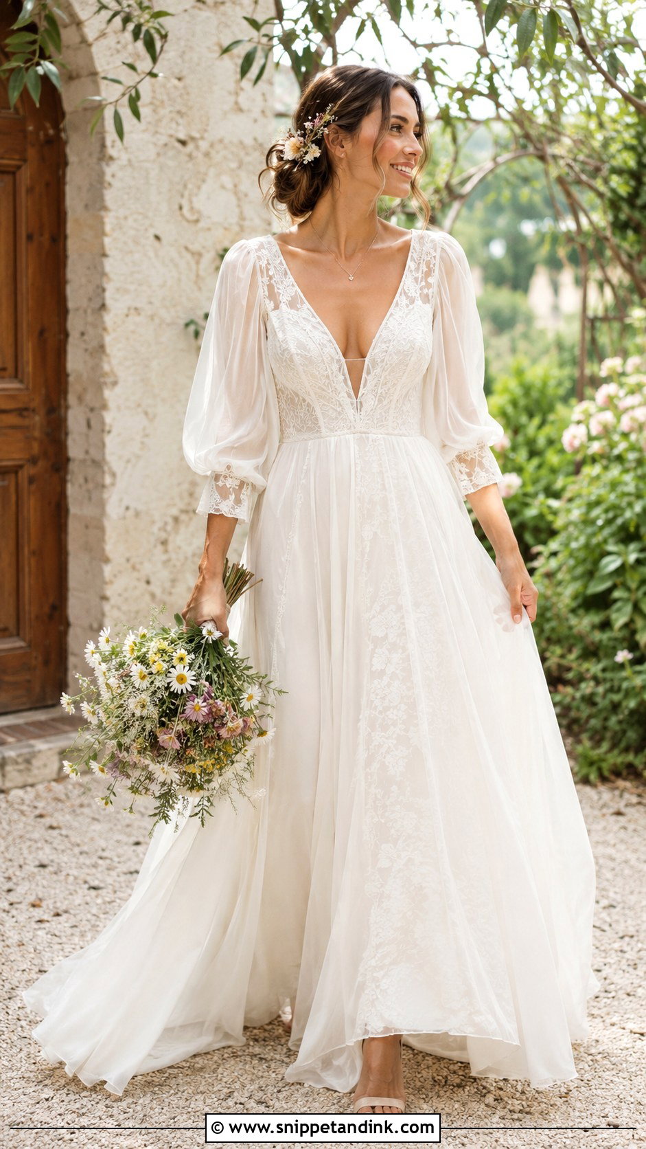 Boho Puff Sleeve Wedding Dress - Snippet and Ink - 25 Puffy Sleeve Wedding Dress Ideas