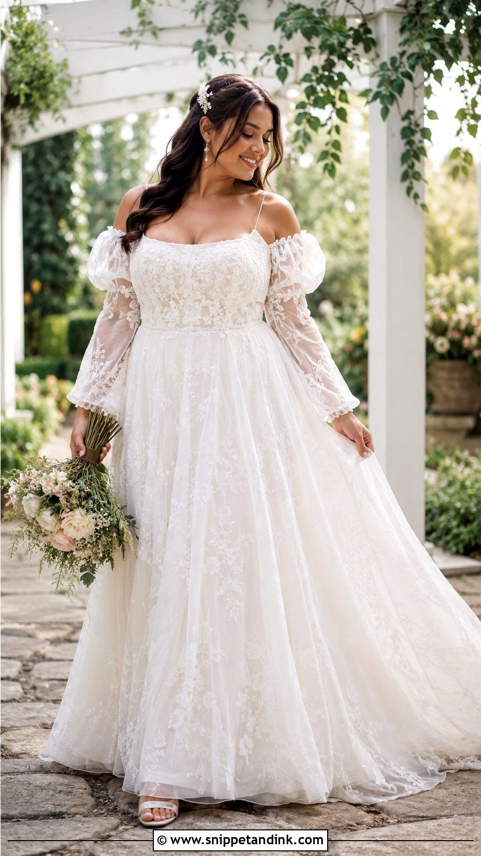 Boho Puff Sleeve Wedding Dress - Snippet and Ink - 20 Big Bust Wedding Dresses