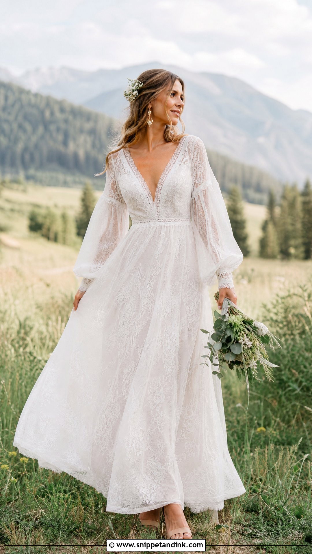 Boho Puff Sleeve Wedding Dress - Snippet and Ink - 20 Wedding Dress Puff Sleeves