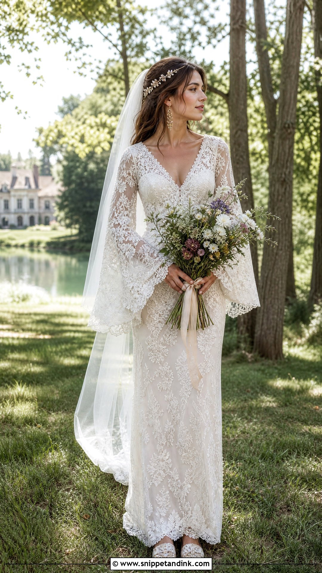 Boho Reign Wedding Dress With Bell Sleeves - Snippet and Ink - 20 Reign Wedding Dress Ideas