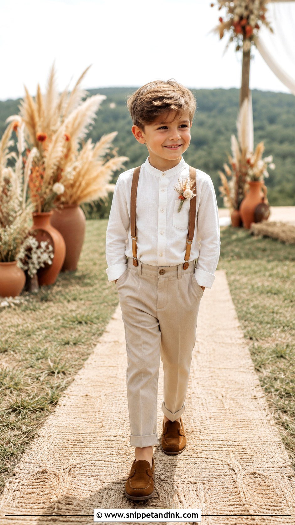 Boho Ring Bearer Outfit With Linen Shirt - Snippet and Ink - 20 Bearer Outfit Ideas