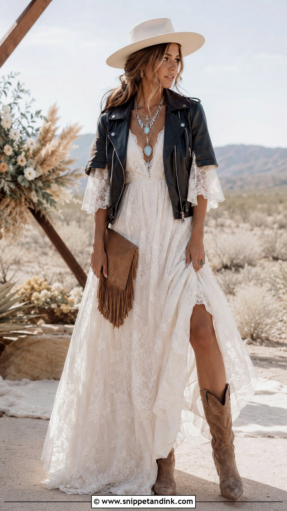 Boho Rock Wedding Dress With Western Boots - Snippet and Ink - 20 Rock Wedding Dress Ideas