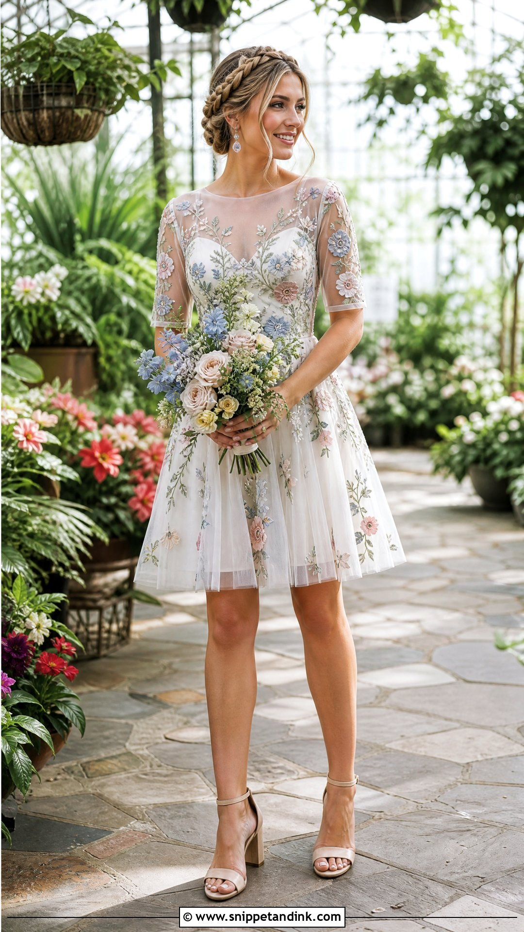 Boho Short Floral Embroidered Wedding Dress - Snippet and Ink - 25 Boho Short Wedding Dress Ideas