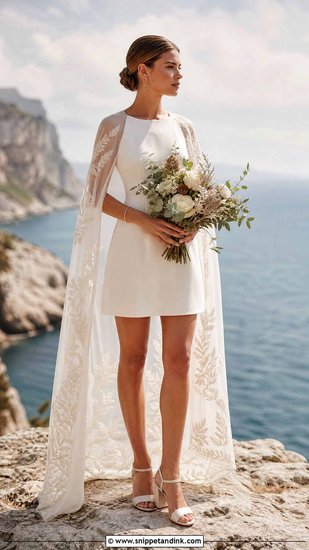 Boho Short Wedding Dress With Cape Sleeves - Snippet and Ink - 25 Boho Short Wedding Dress Ideas