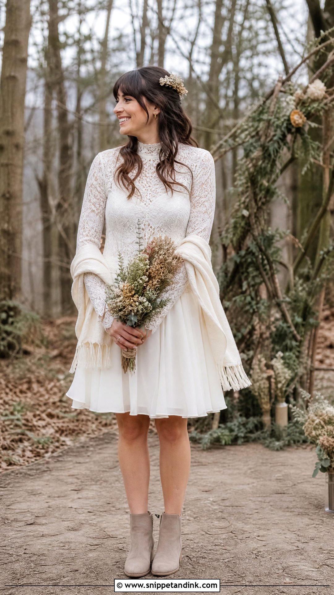 Boho Short Wedding Dress With Long Sleeves - Snippet and Ink - 25 Boho Short Wedding Dress Ideas