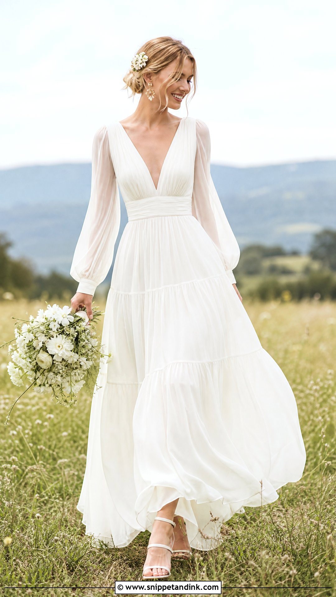 Boho Silk Chiffon Wedding Dress - Snippet and Ink - 20 Silk Chiffon Wedding Dress Ideas