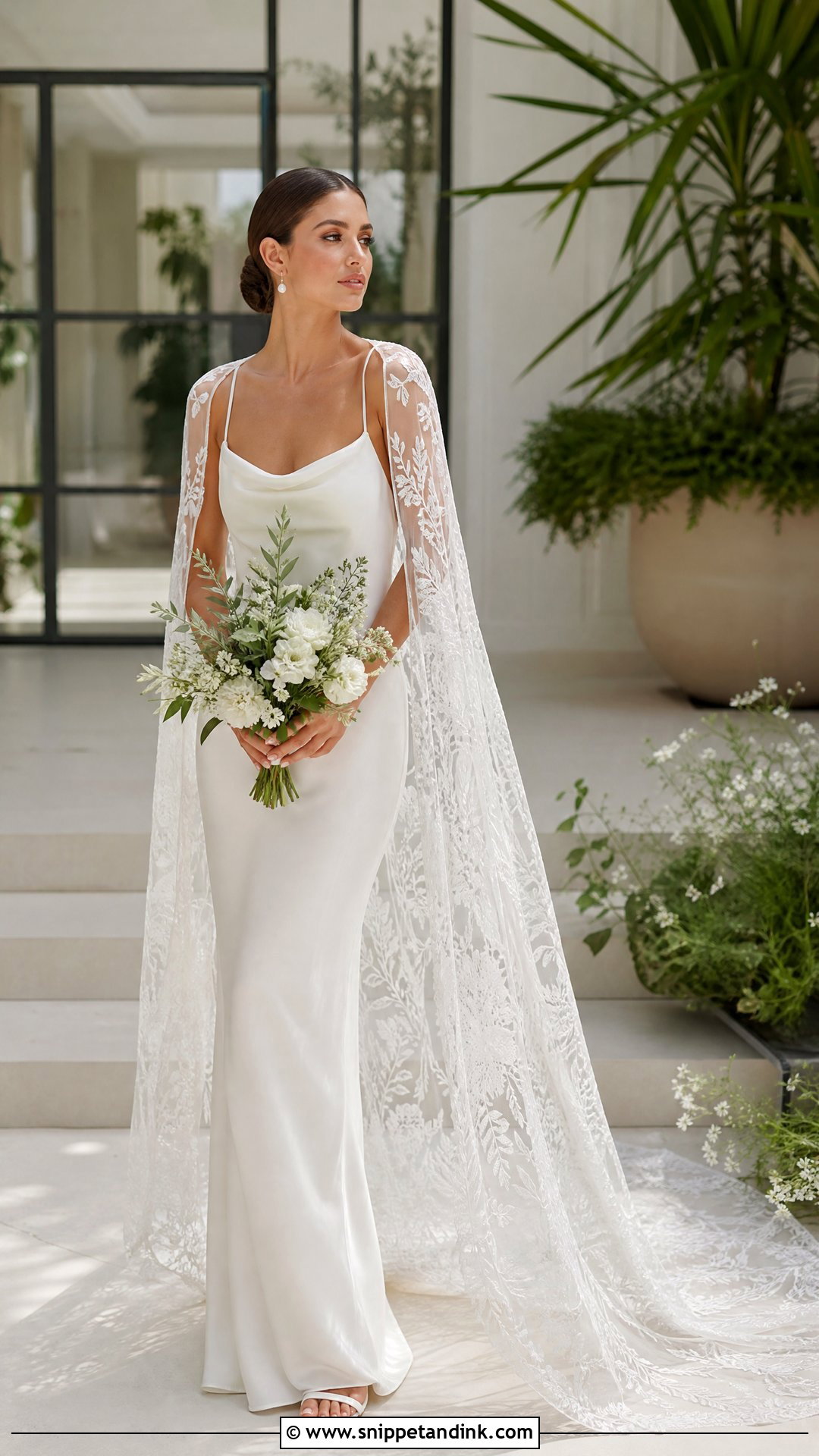 Boho Slip Wedding Dress With Lace Cape - Snippet and Ink - 25 Unique Wedding Dresses Boho