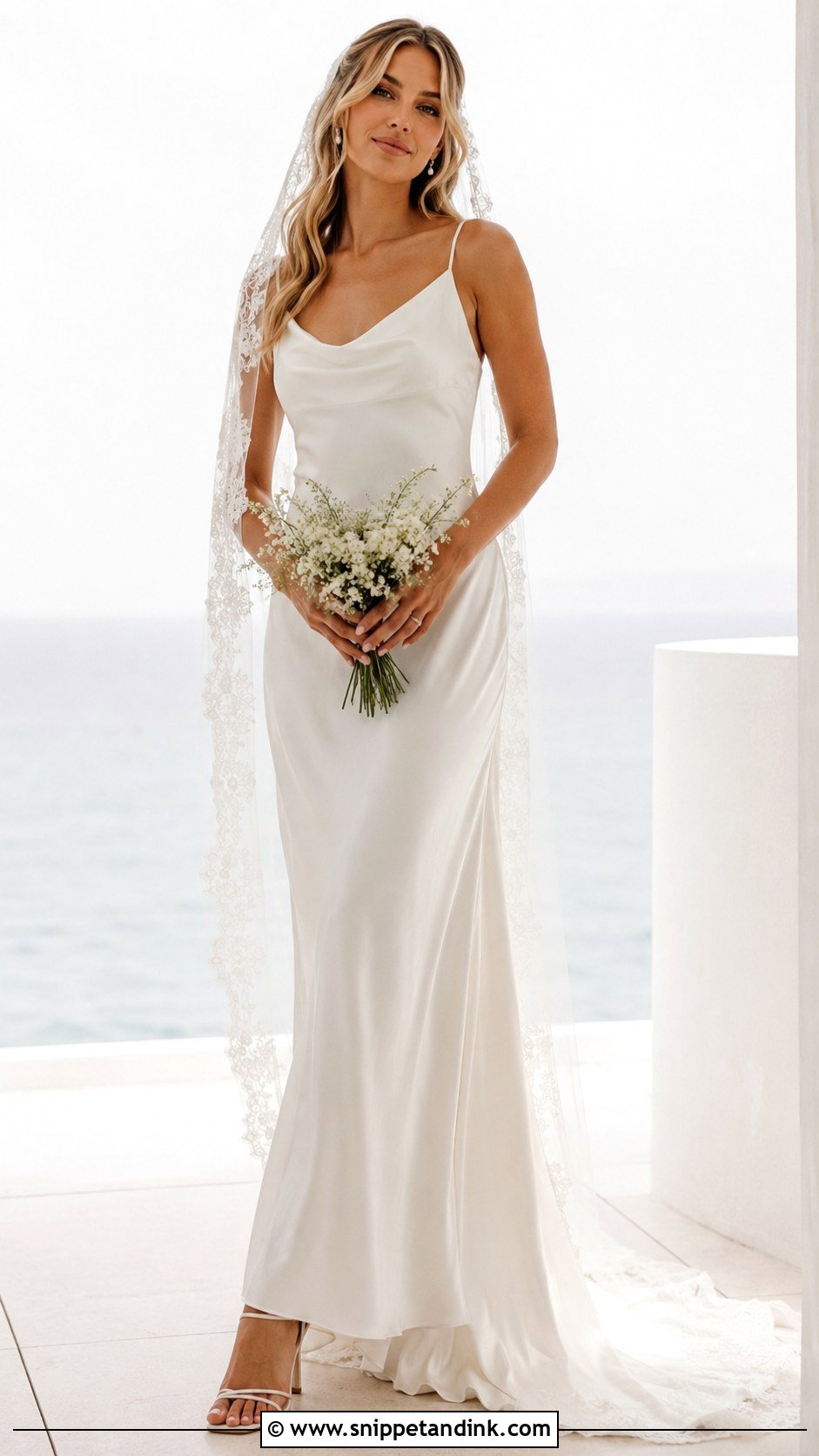 Boho Slip Wedding Dress With Lace Veil - Snippet and Ink - 20 Bohem Wedding Dress Ideas
