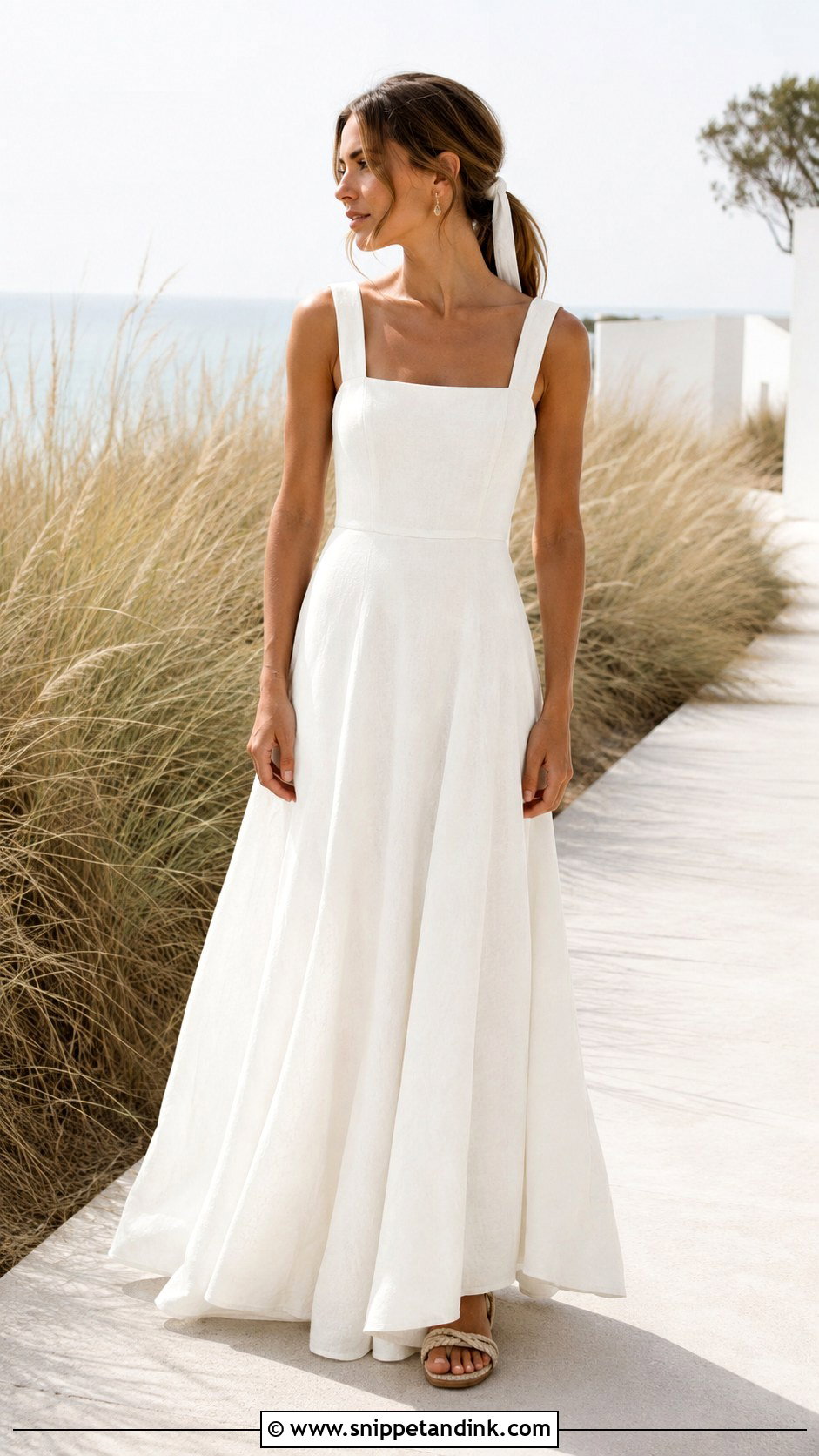Boho Square Neck Beach Wedding Dress - Snippet and Ink - 20 Boho Simple Beach Wedding Dress Ideas