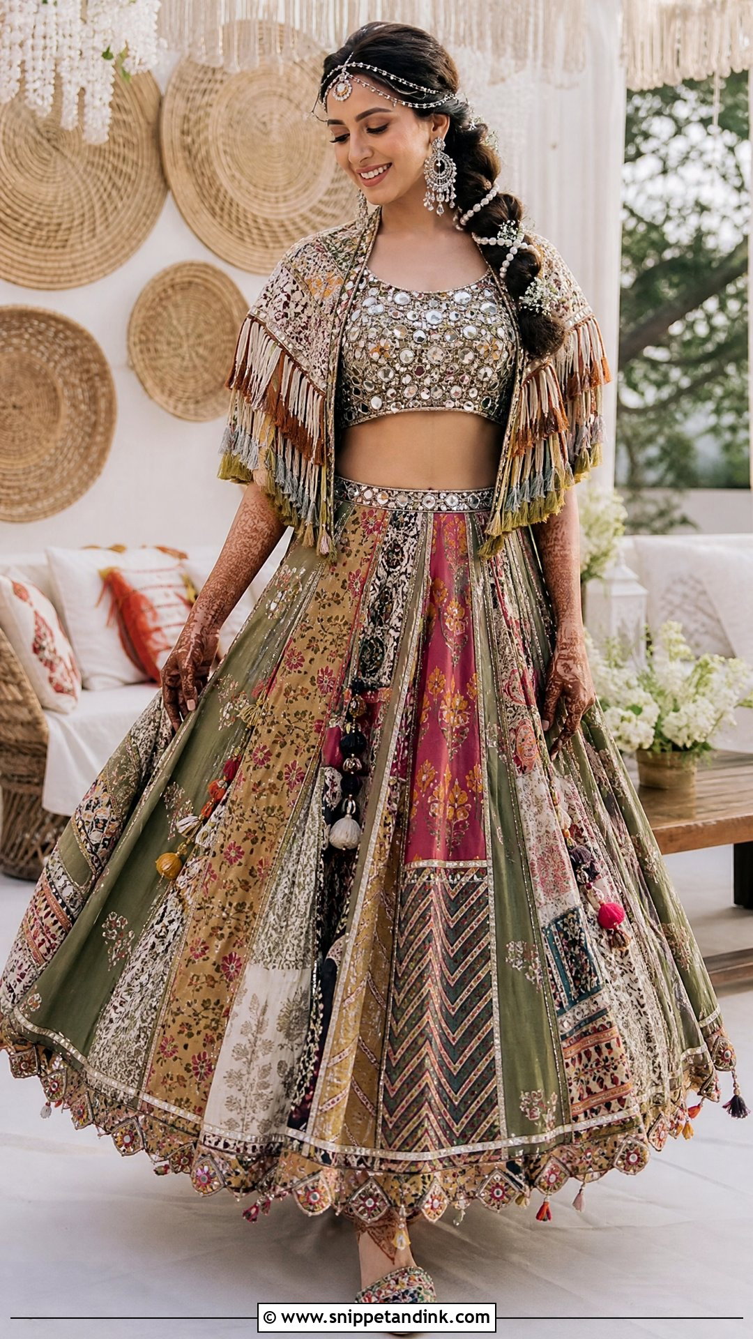Boho Tassel Lehenga Mehndi Outfit - Snippet and Ink - 25 Mehndi Function Dress Outfit for Bride Ideas