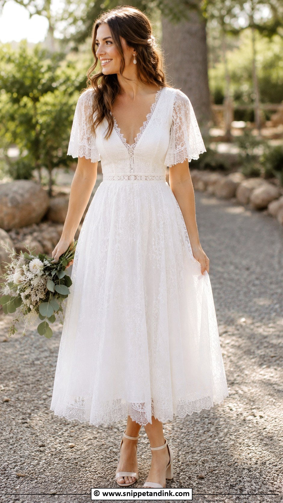 Boho Tea Length Wedding Dress - Snippet and Ink - 30 Tea Length Wedding Dress Ideas