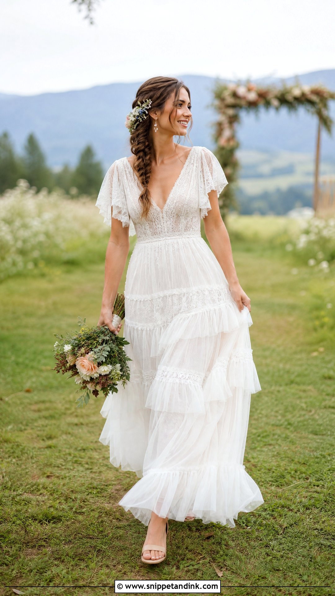 Boho Tulle Ruffle Wedding Dress - Snippet and Ink - 20 Tulle Ruffle Wedding Dress Ideas