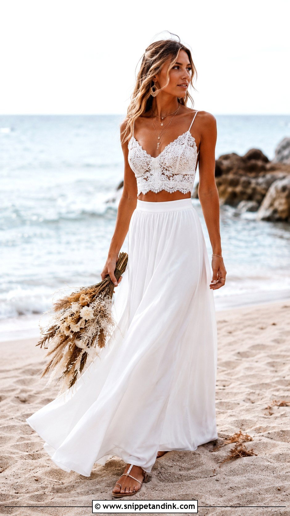 Boho Two Piece Beach Wedding Dress - Snippet and Ink - 25 Beachy Wedding Dress Boho Ideas
