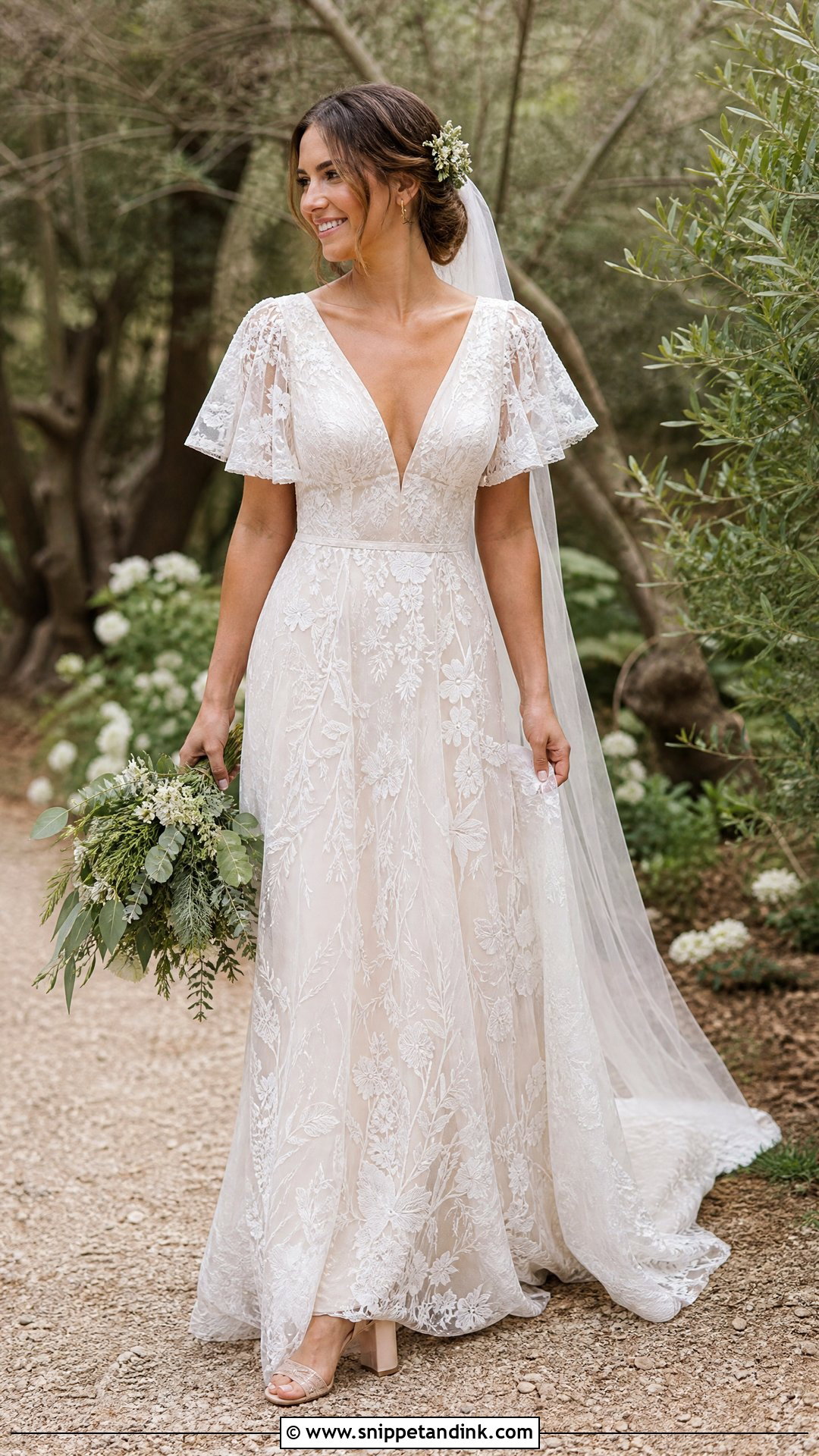 Boho V Neck Bridal Gown - Snippet and Ink - 20 V Neck Bridal Gown Ideas