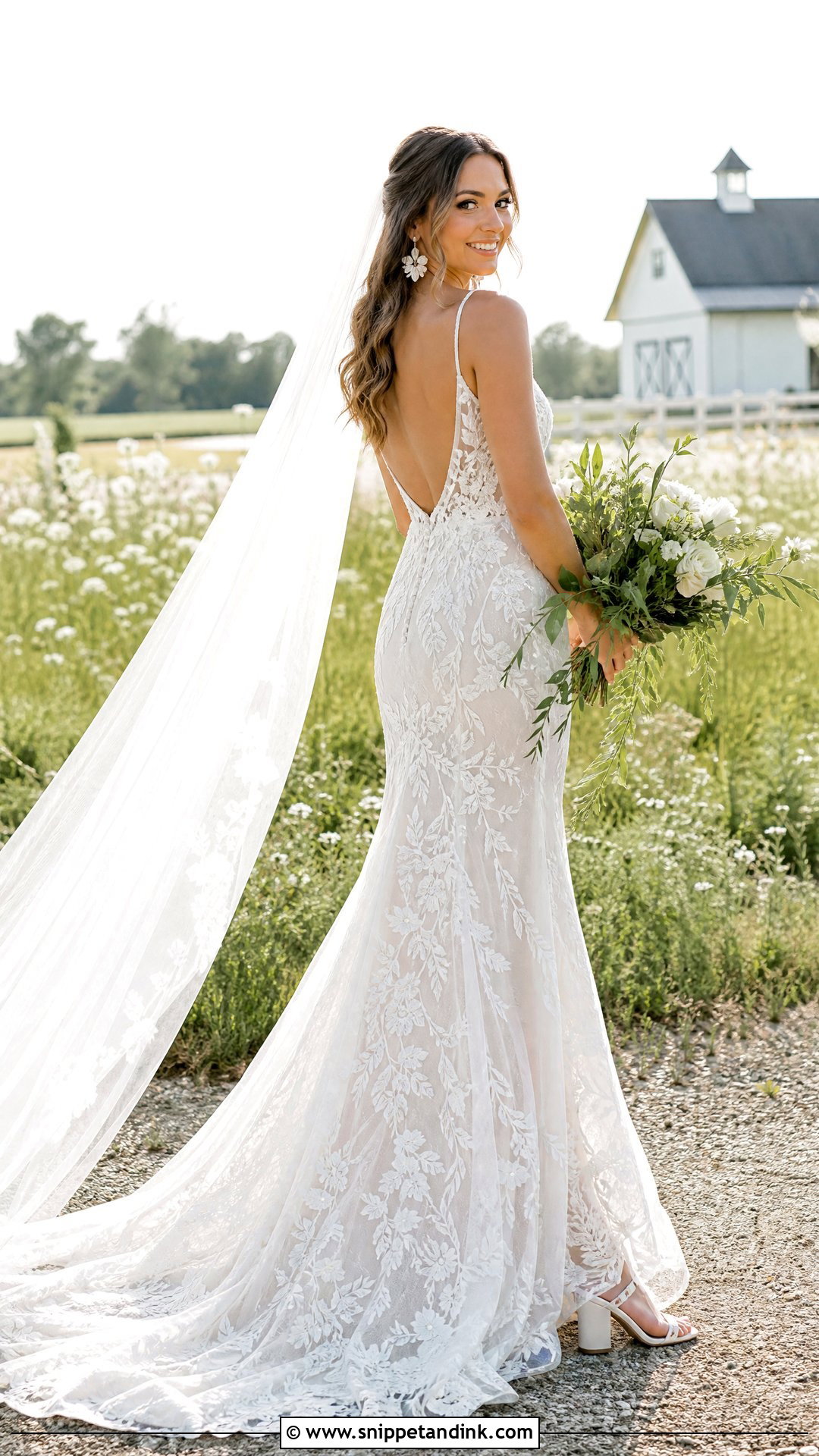 Boho V Neck Mermaid Wedding Dress - Snippet and Ink - 20 V Neck Mermaid Wedding Dress Ideas