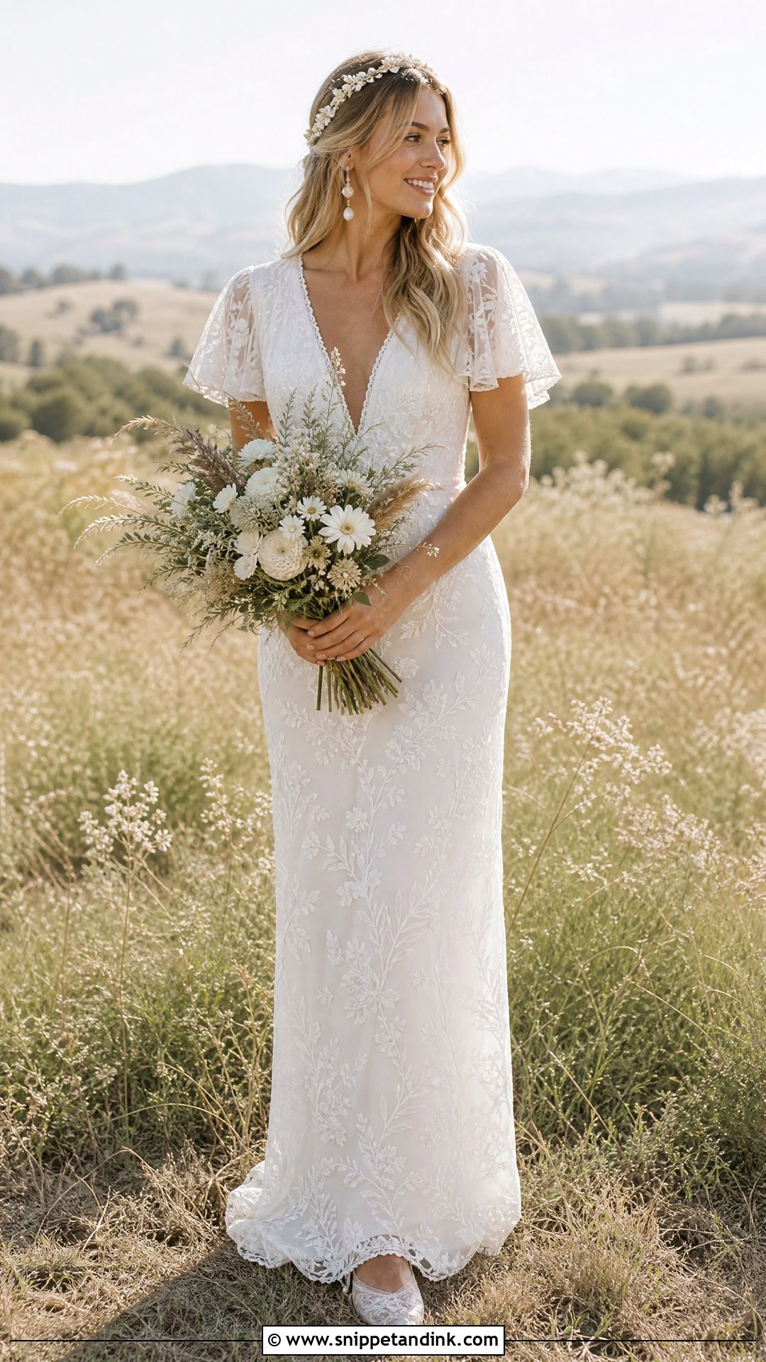 Boho V Neck Wedding Gown - Snippet and Ink - 20 V Neck Wedding Gown Ideas