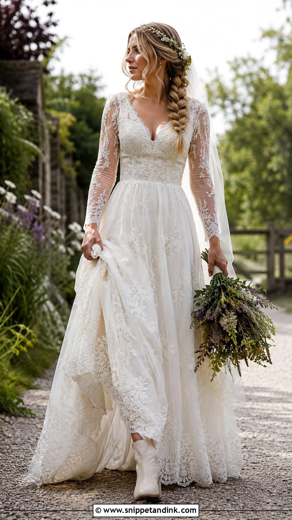 Boho Vintage Wedding Dress With Boots - Snippet and Ink - 20 Boho Vintage Wedding Dress Ideas