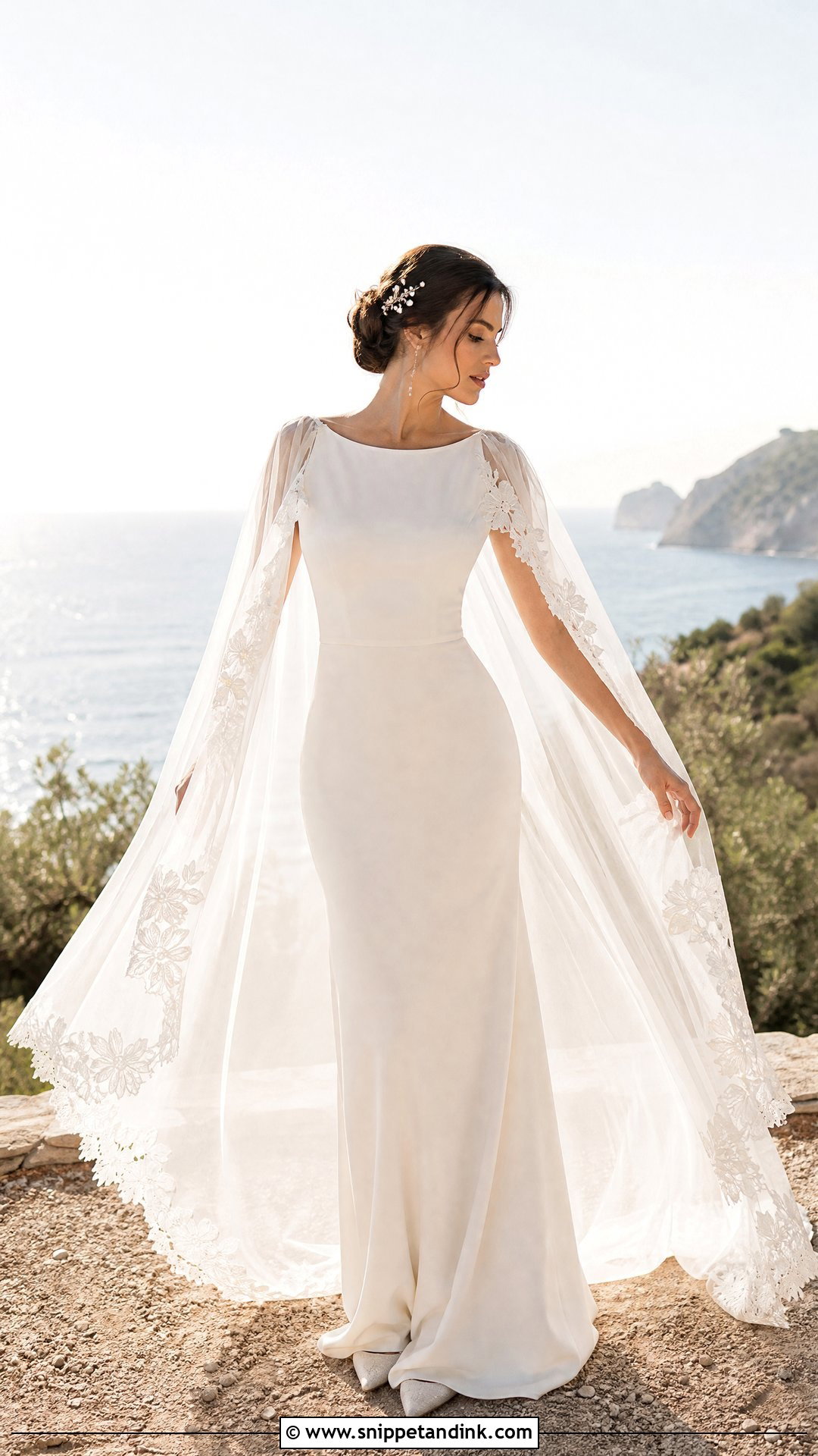 Boho Vintage Wedding Dress With Cape Sleeves - Snippet and Ink - 20 Unique Boho Vintage Wedding Dresses