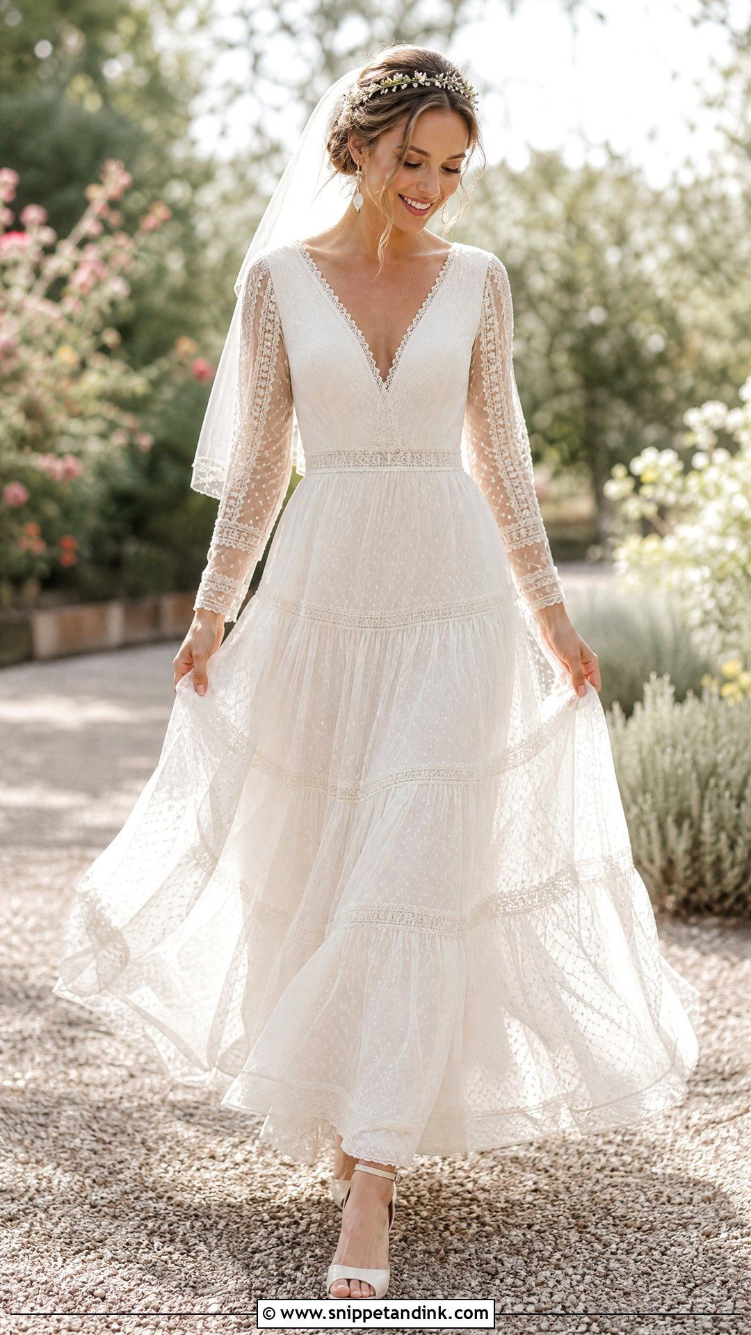 Boho Vintage Wedding Dress With Tiered Skirt - Snippet and Ink - 20 Unique Boho Vintage Wedding Dresses