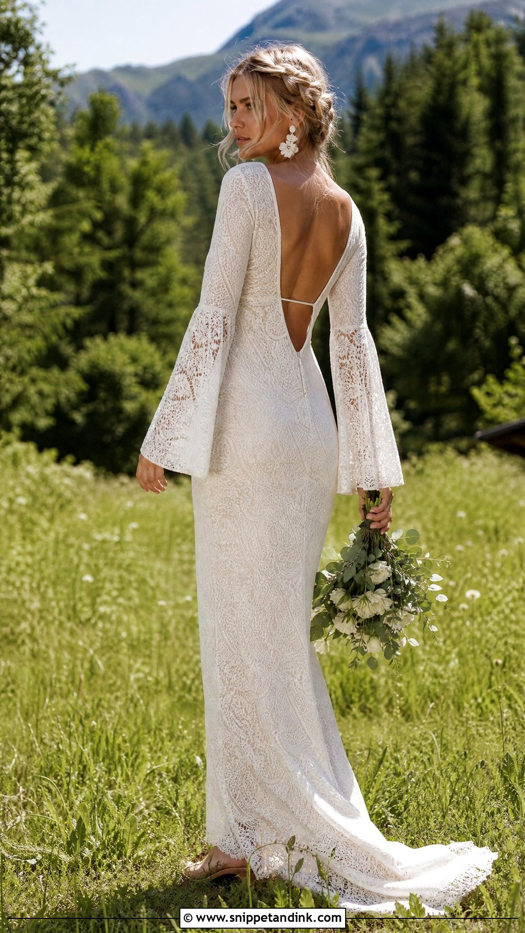 Boho Wedding Dress With Bell Lace Sleeves - Snippet and Ink - 20 Wedding Dresses with Lace Sleeves