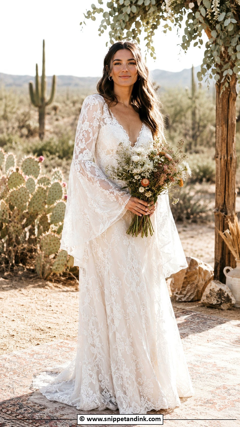 Boho Wedding Dress With Bell Sleeves - Snippet and Ink - 30 Boho Wedding Dresses