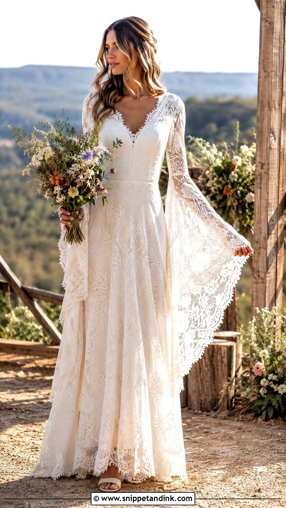 Boho Wedding Dress With Bell Sleeves - Snippet and Ink - 25 Boho Romantic Wedding Dress Ideas