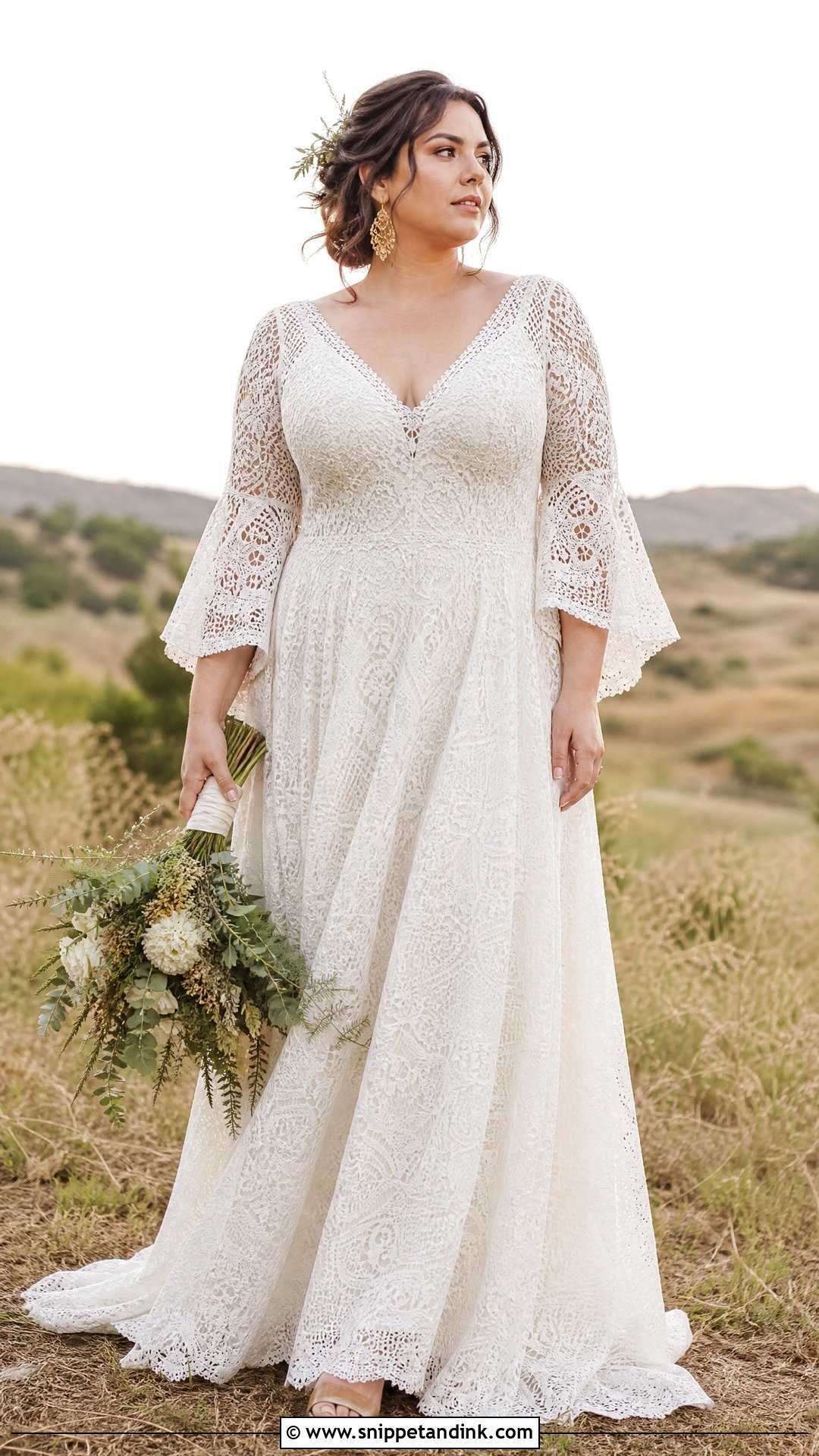 Boho Wedding Dress With Bell Sleeves - Snippet and Ink - 20 Wedding Dress for Big Arms Ideas