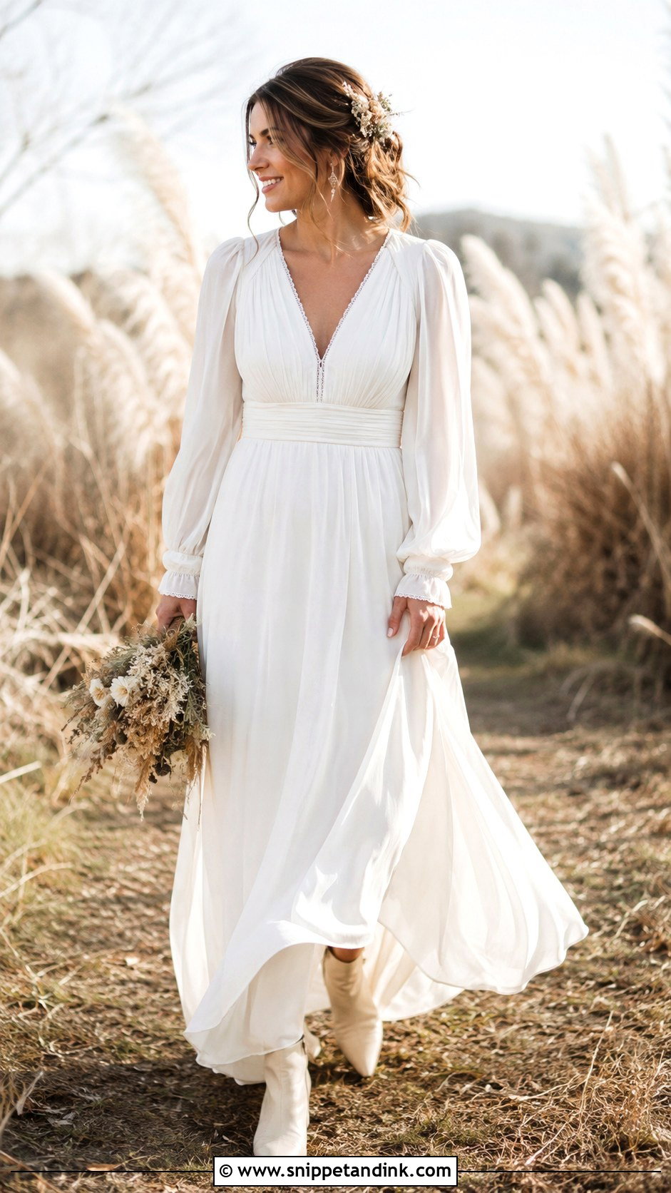 Boho Wedding Dress With Bishop Sleeves - Snippet and Ink - 20 Bohem Wedding Dress Ideas