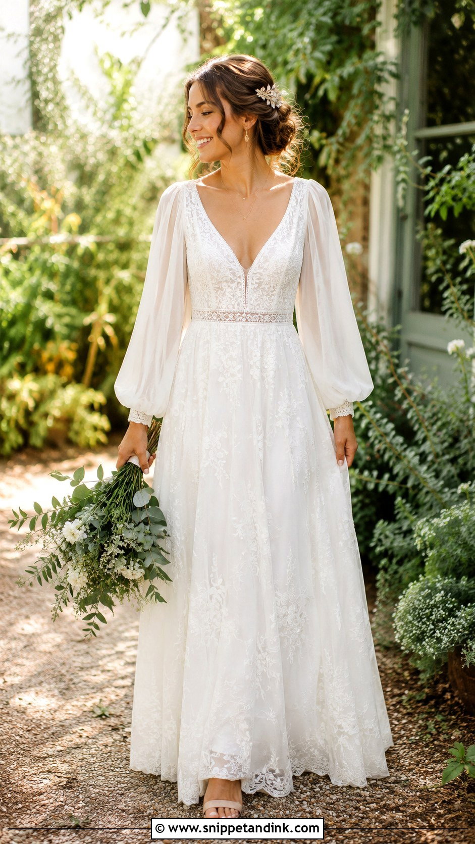 Boho Wedding Dress With Bishop Sleeves - Snippet and Ink - 20 Big Sleeve Wedding Dress Ideas