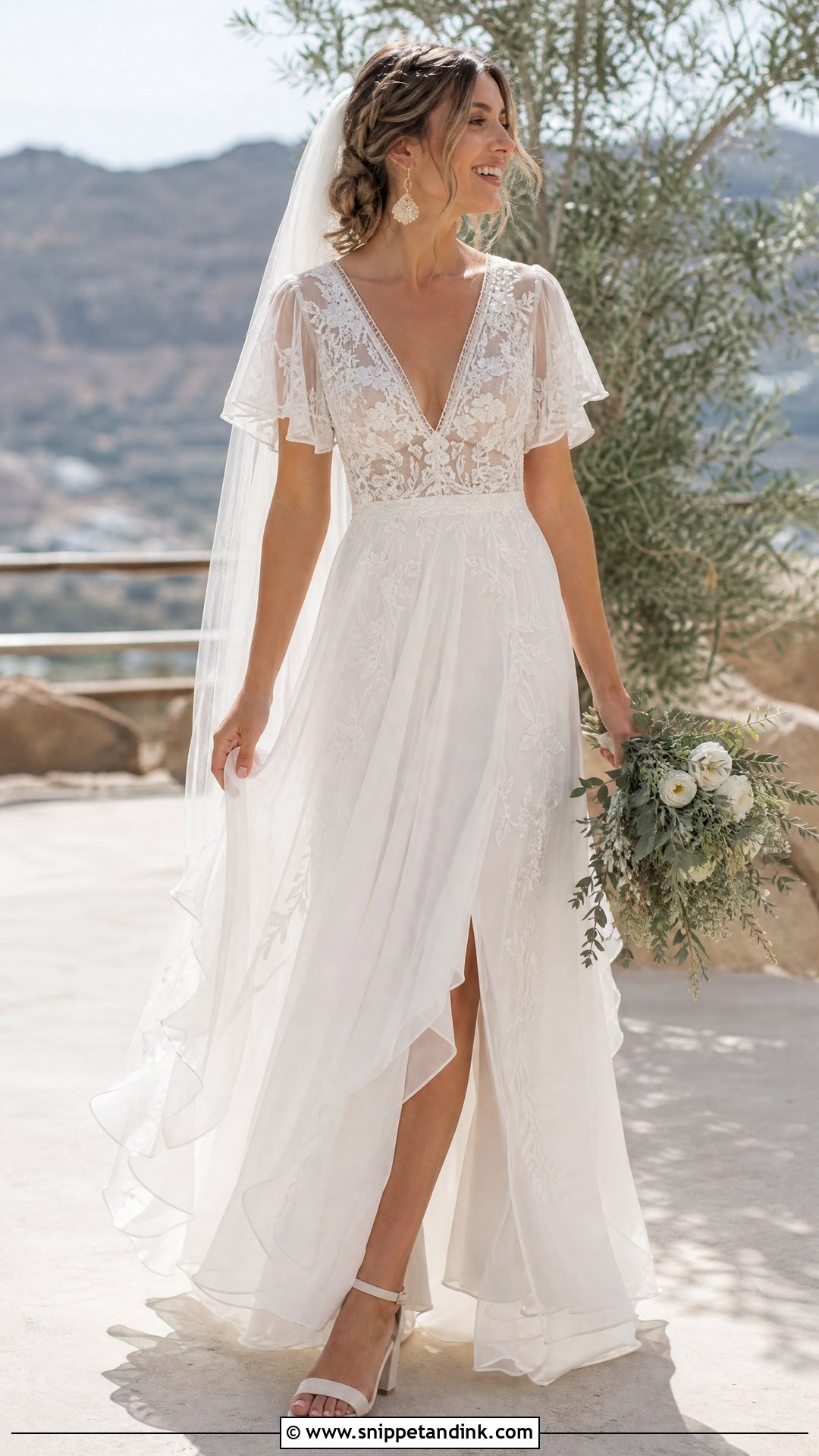 Boho Wedding Dress With Block Heel Sandals - Snippet and Ink - 20 Online Wedding Dress Ideas