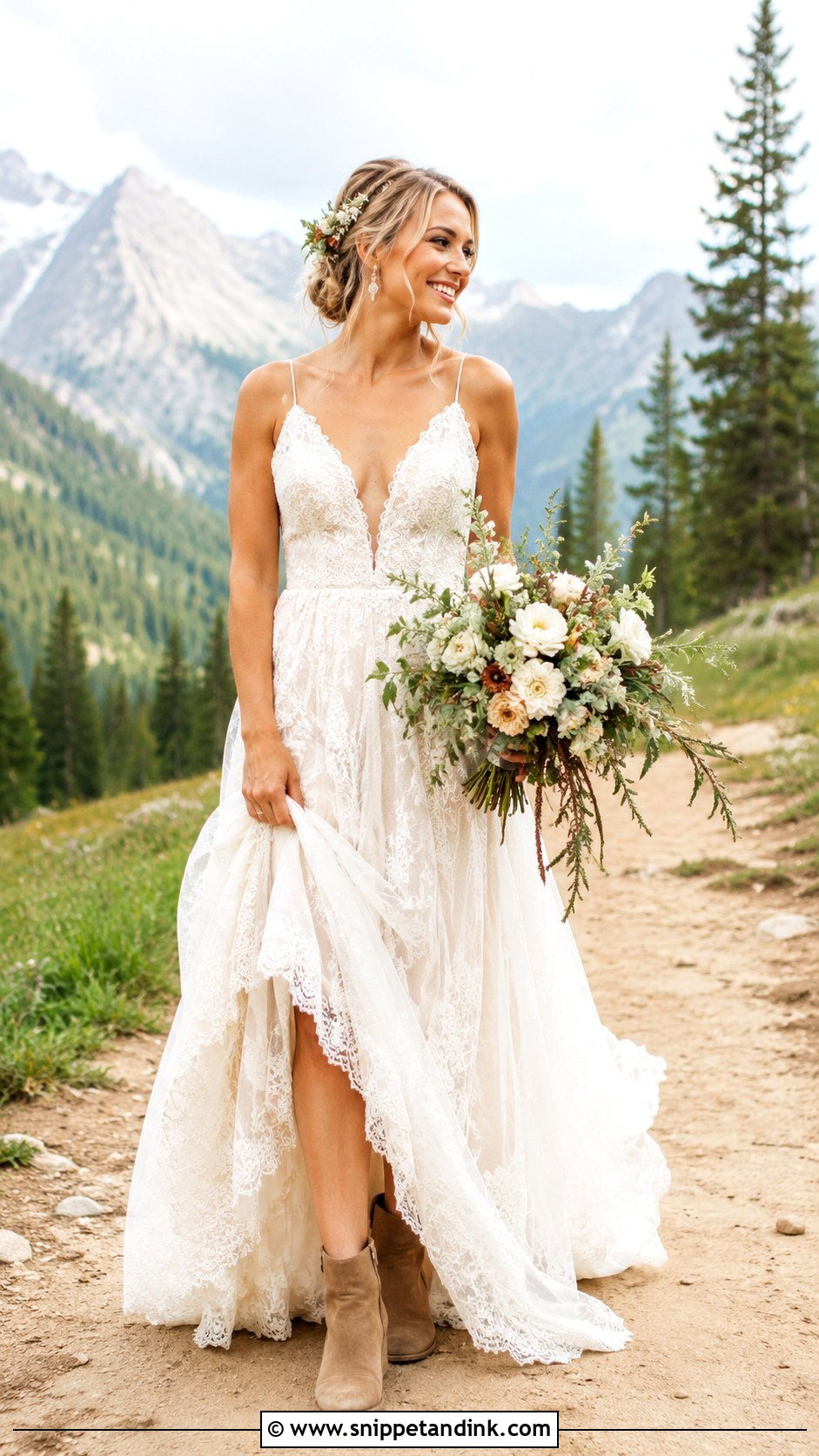 Boho Wedding Dress With Boots - Snippet and Ink - 25 Vintage Hippie Wedding Dress Ideas