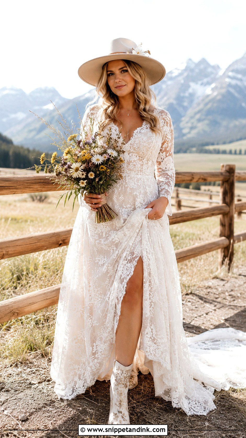 Boho Wedding Dress With Bridal Boots - Snippet and Ink - 25 Boho Style Wedding Dress Ideas