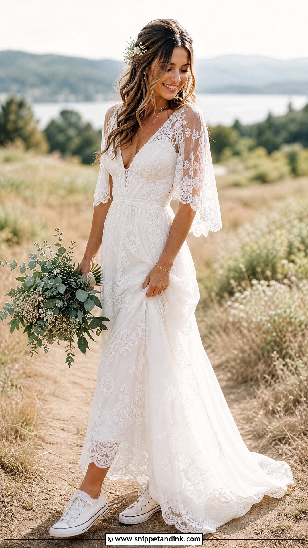 Boho Wedding Dress With Canvas Sneakers - Snippet and Ink - 25 Wedding Dress with Sneakers Ideas