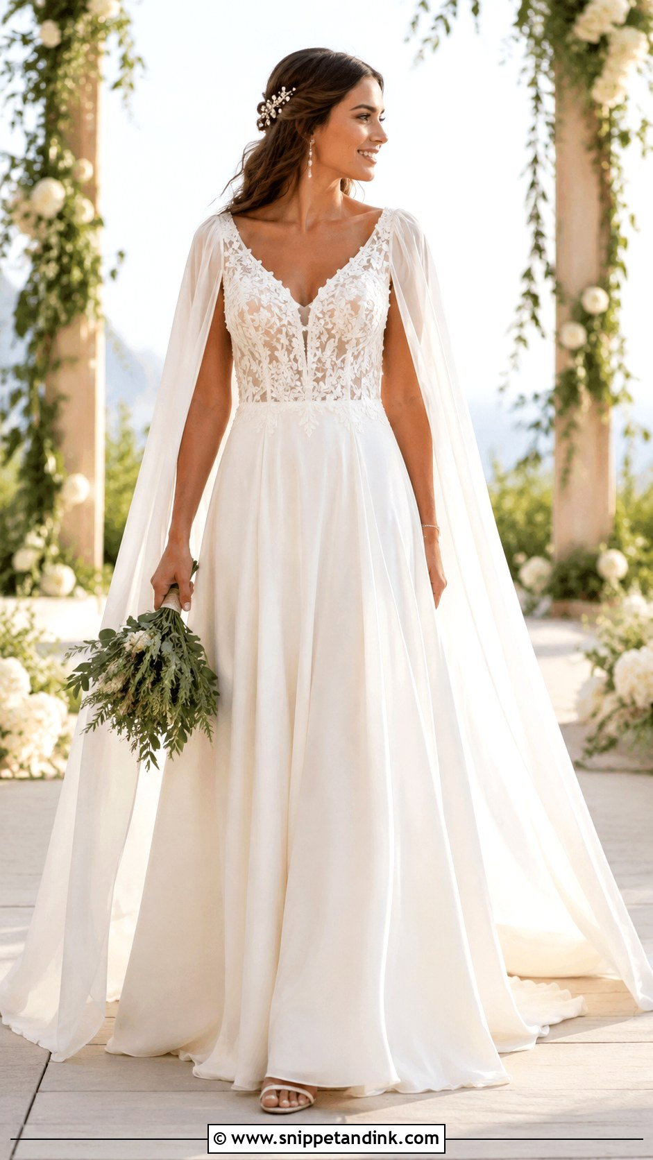 Boho Wedding Dress With Cape Sleeves - Snippet and Ink - 20 Boho Vintage Wedding Dress Ideas