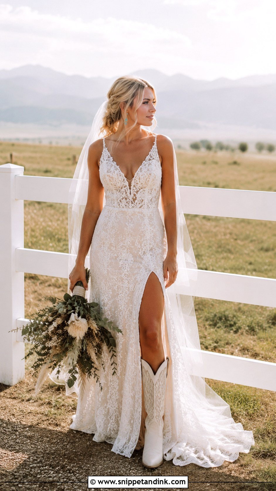 Boho Wedding Dress With Cowboy Boots - Snippet and Ink - 20 Bohem Gelinlik Wedding Ideas