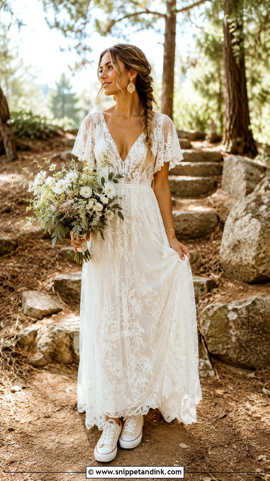 Boho Wedding Dress With Cream Converse - Snippet and Ink - 20 Wedding Dress with Converse Ideas