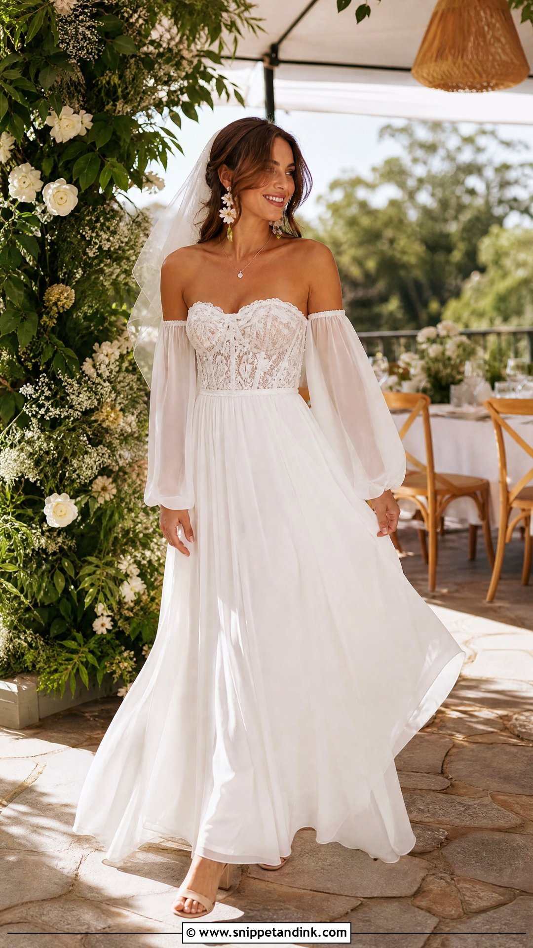 Boho Wedding Dress With Detachable Sleeves - Snippet and Ink - 20 Hobo Wedding Dress Ideas