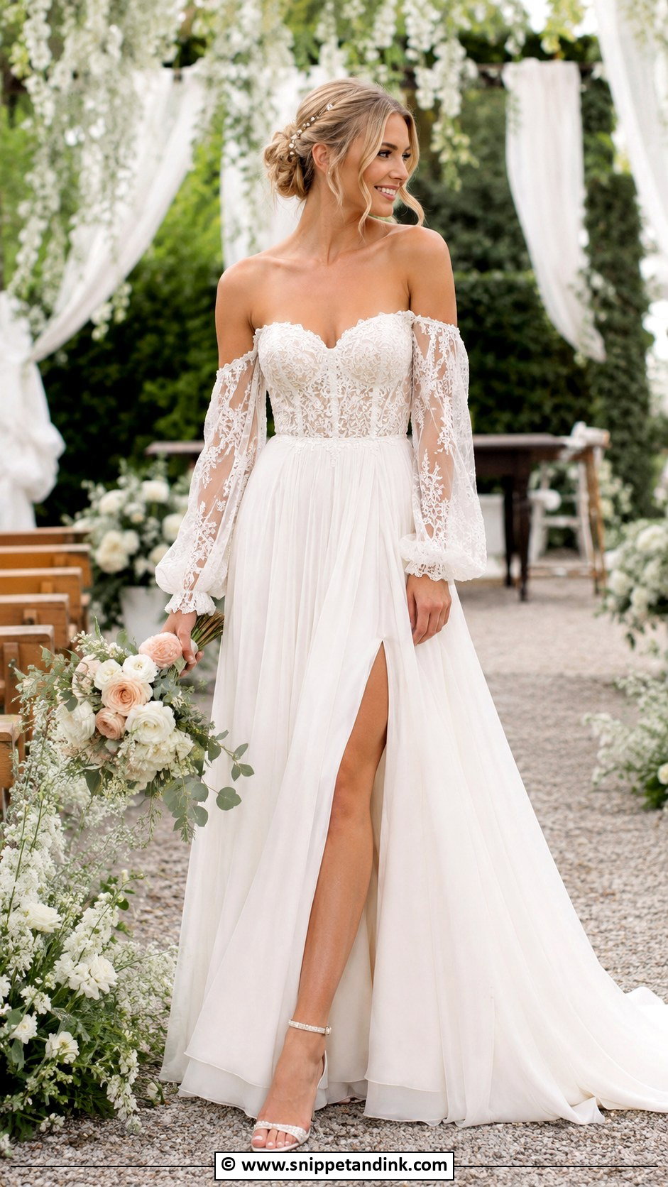 Boho Wedding Dress With Detachable Sleeves - Snippet and Ink - 25 Boho Chic Wedding Dress Ideas
