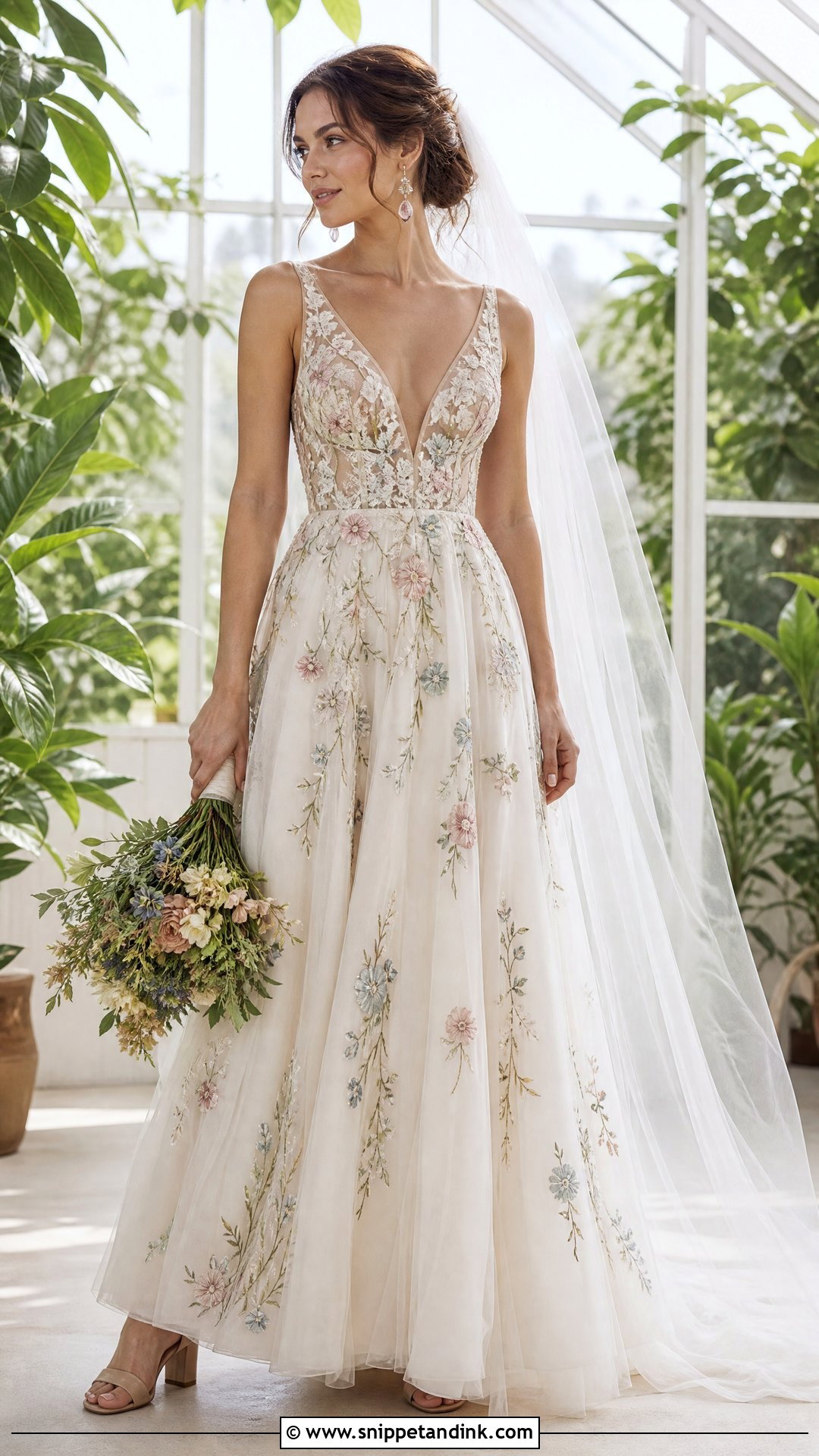 Boho Wedding Dress With Floral Embroidery - Snippet and Ink - 20 Hobo Wedding Dress Ideas