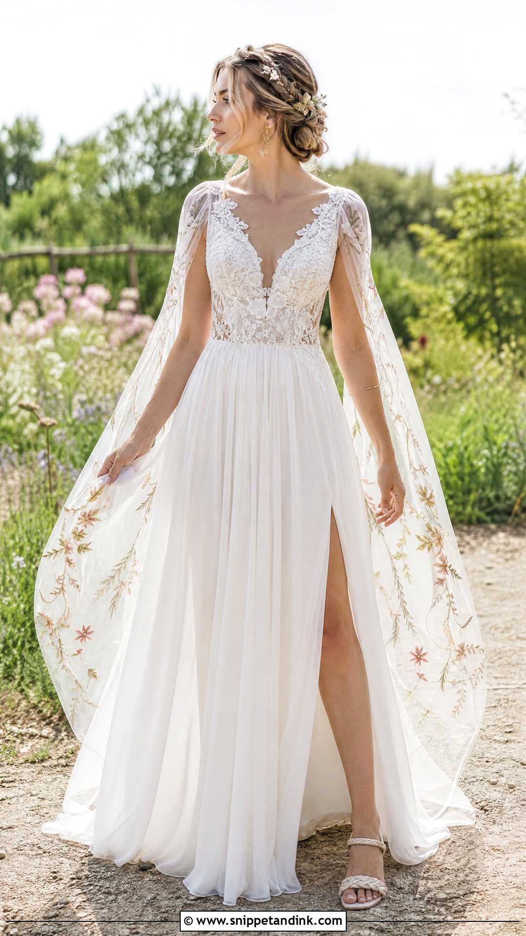 Boho Wedding Dress With Floral Wings - Snippet and Ink - 20 Wedding Dress Wings Ideas